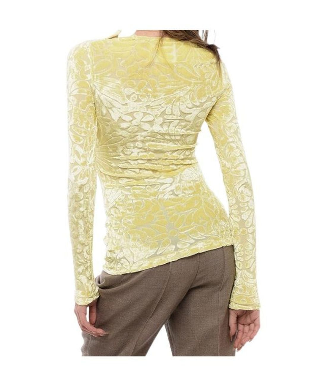 Jil Sander Natural Flocked Floral Top