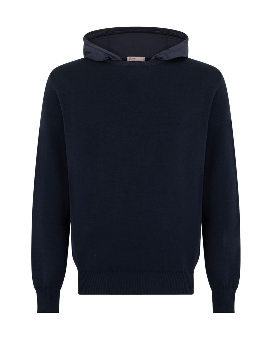 Herno Blue Long-Sleeved Knitted Hoodie for men