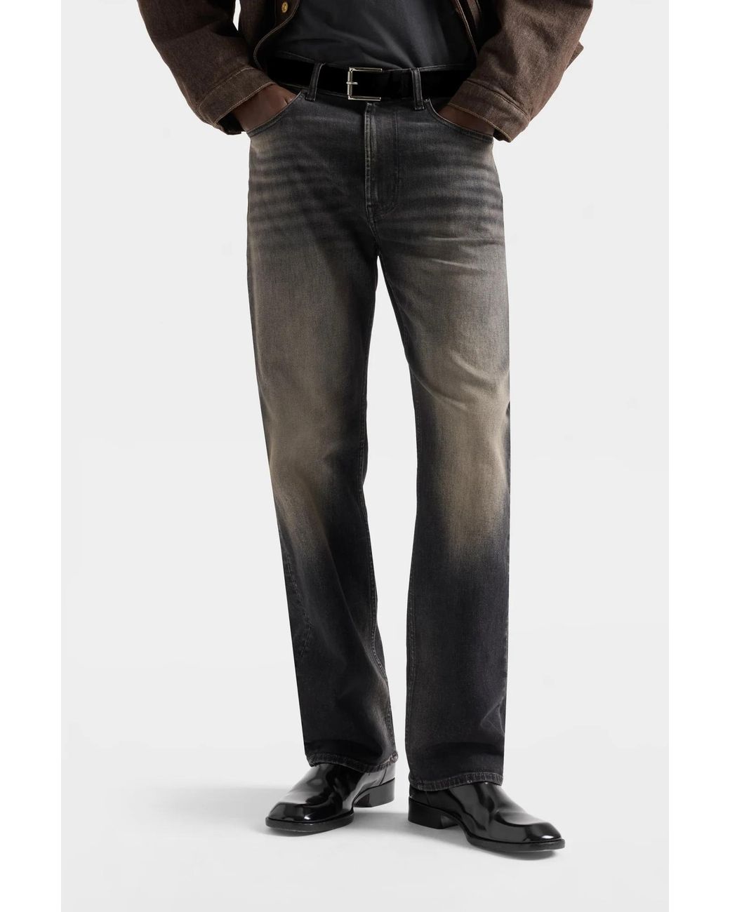 7 For All Mankind Gray Straight-Leg Jeans for men
