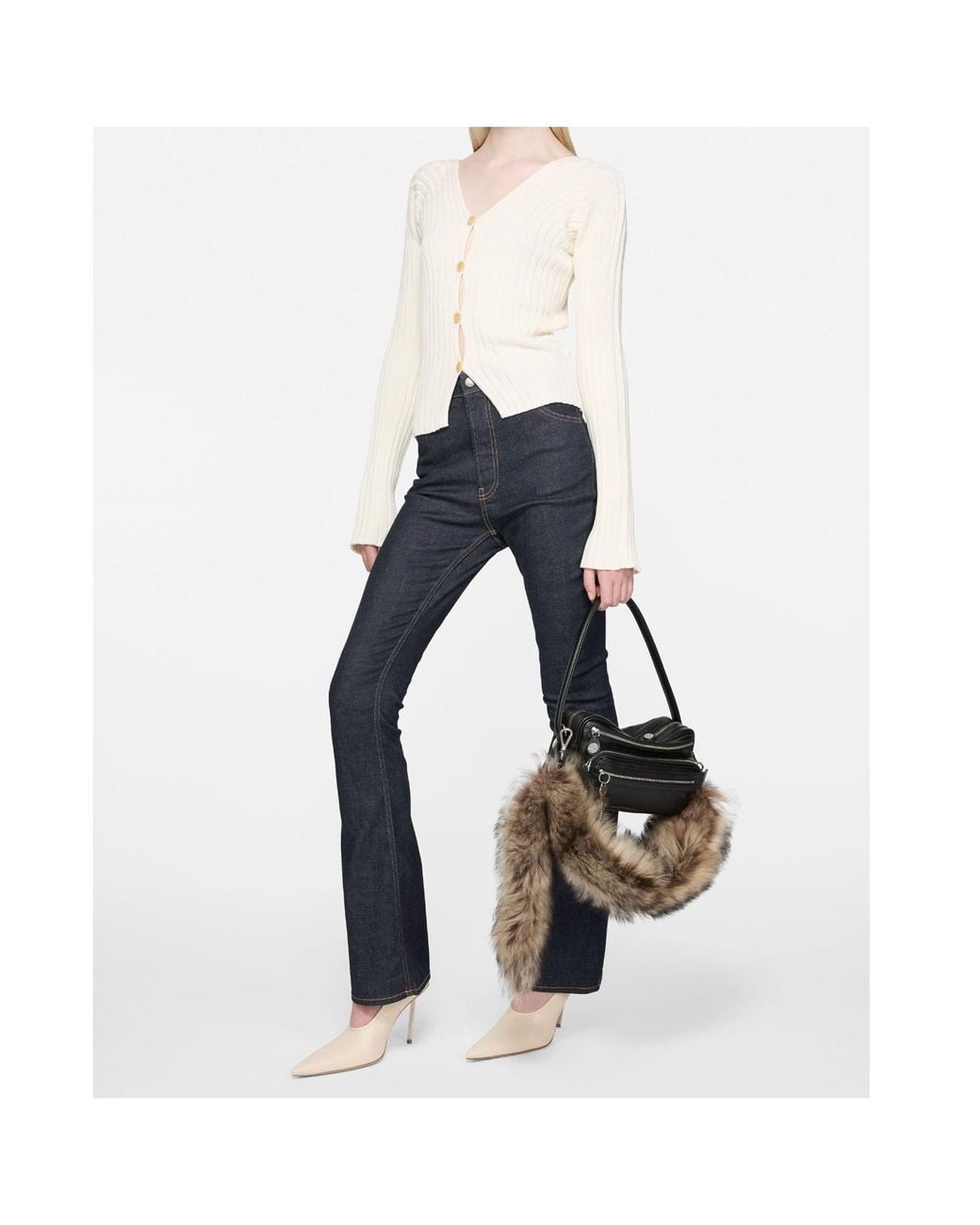 Acne Blue Bow-Detail Flared Trousers