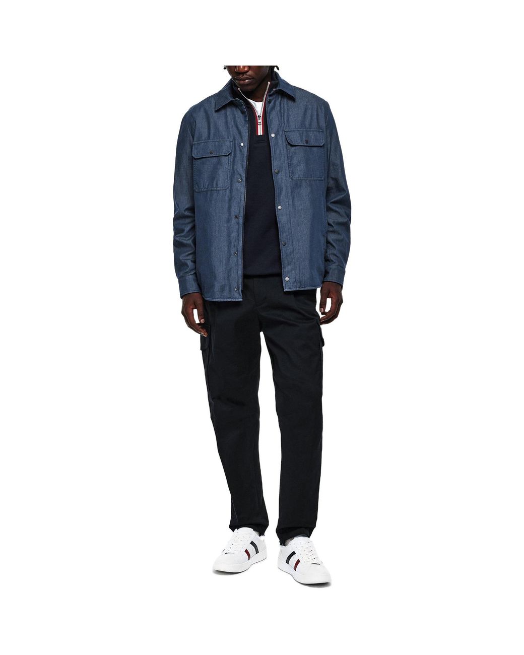 Moncler Blue Denim Button-Down Overshirt for men