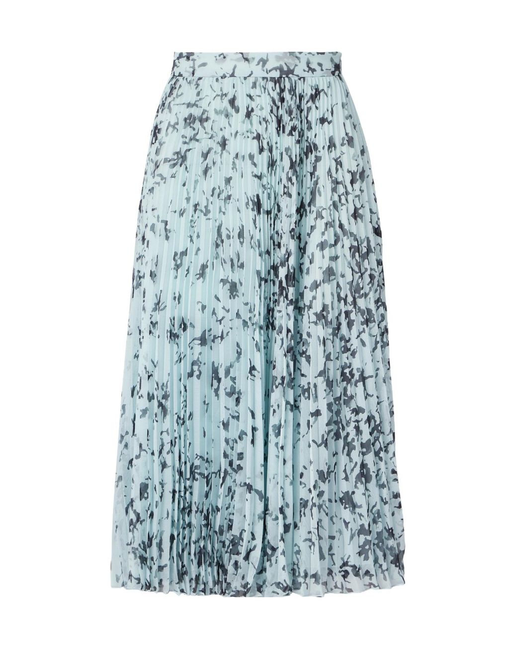 Proenza Schouler Blue Cecily Pleated Printed Crepon Midi Skirt
