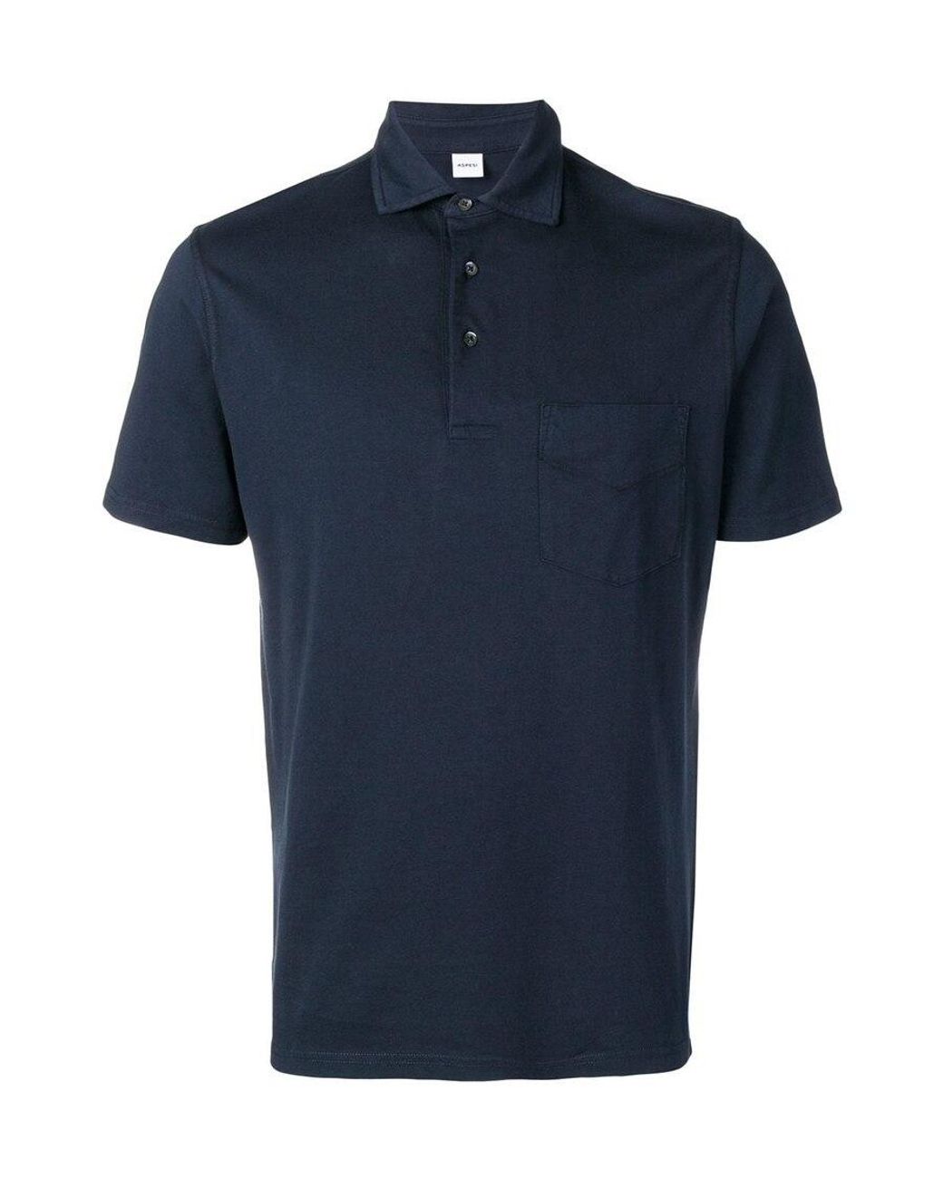 Aspesi Blue Buttoned Short-Sleeved Polo Shirt for men