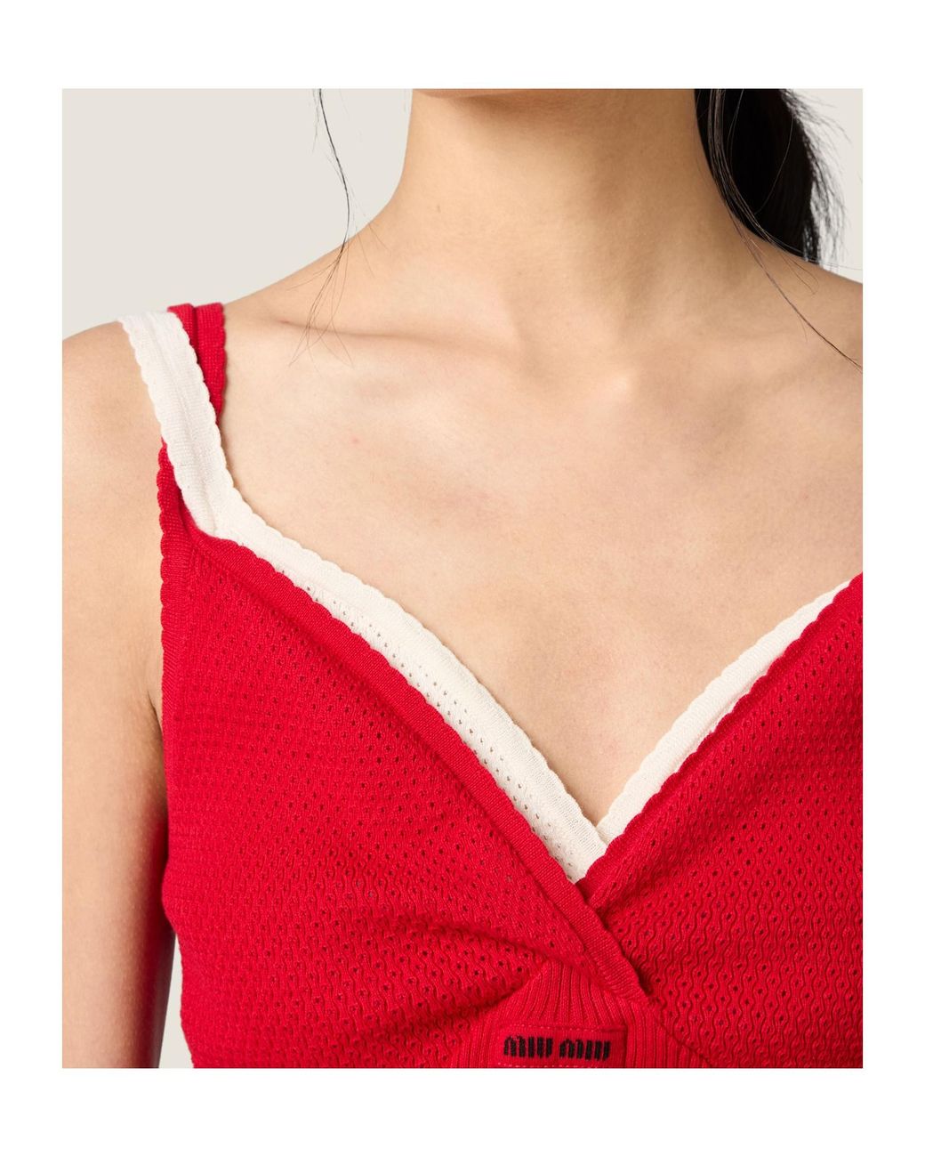 Miu Miu Red Cotton Knit Top