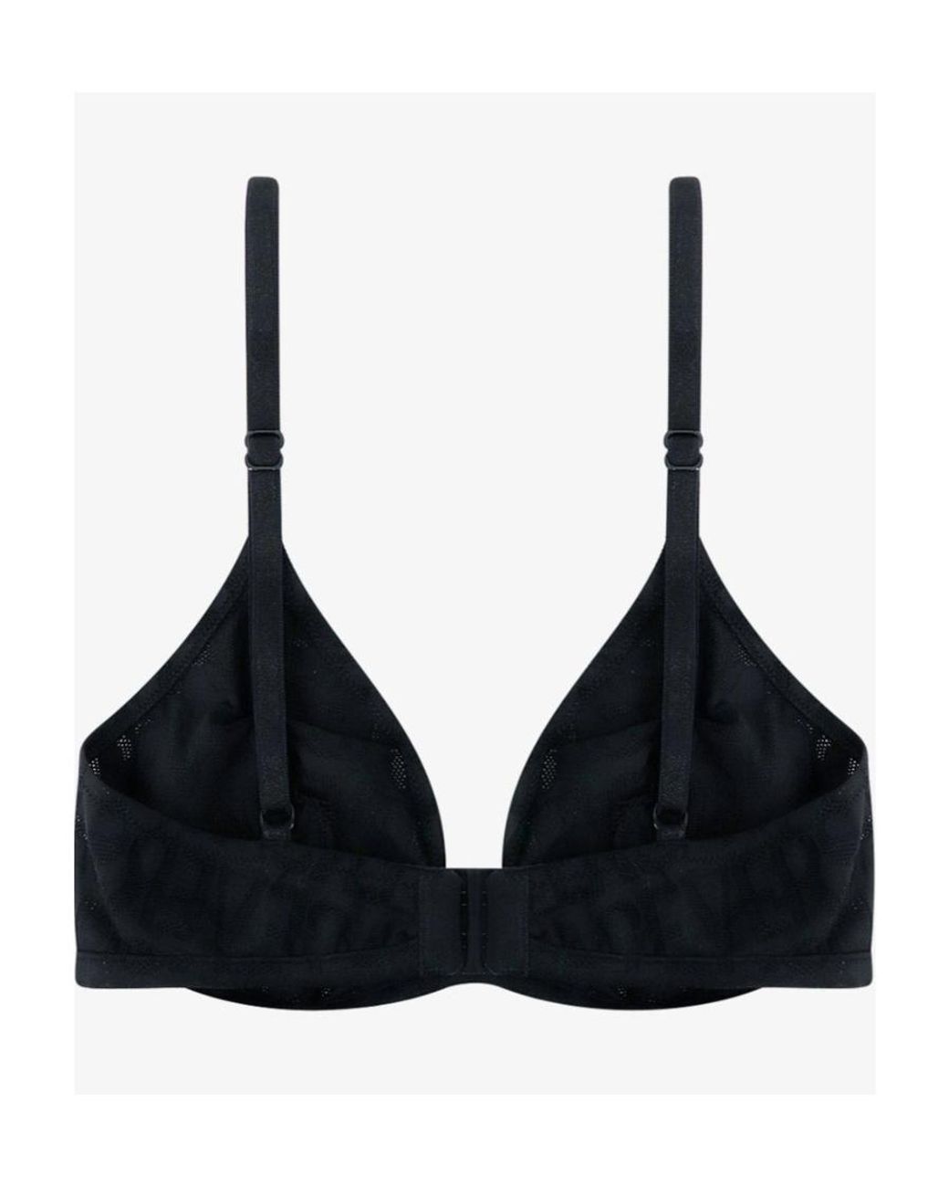 Versace Black Allover Logo Mesh Stretched Triangle Bra
