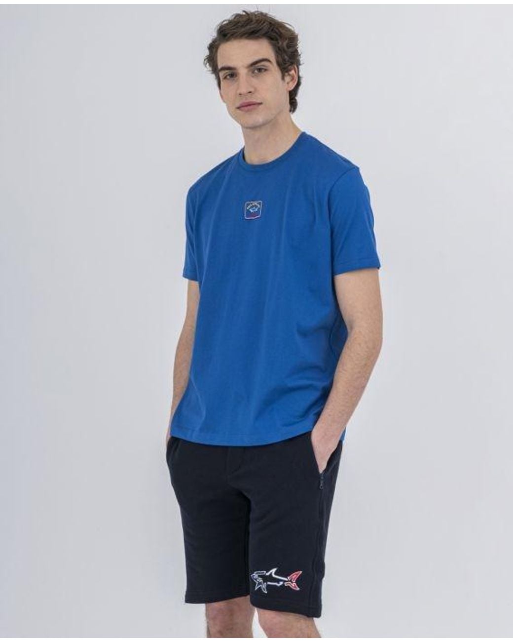 Paul & Shark Blue T-Shirt With Round Neck And Short Sleeves for men