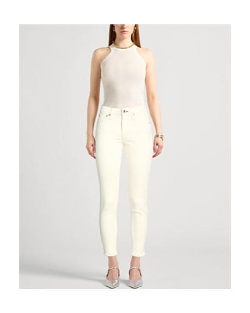 Rag & Bone White Slim-Fitting Colored Jeans