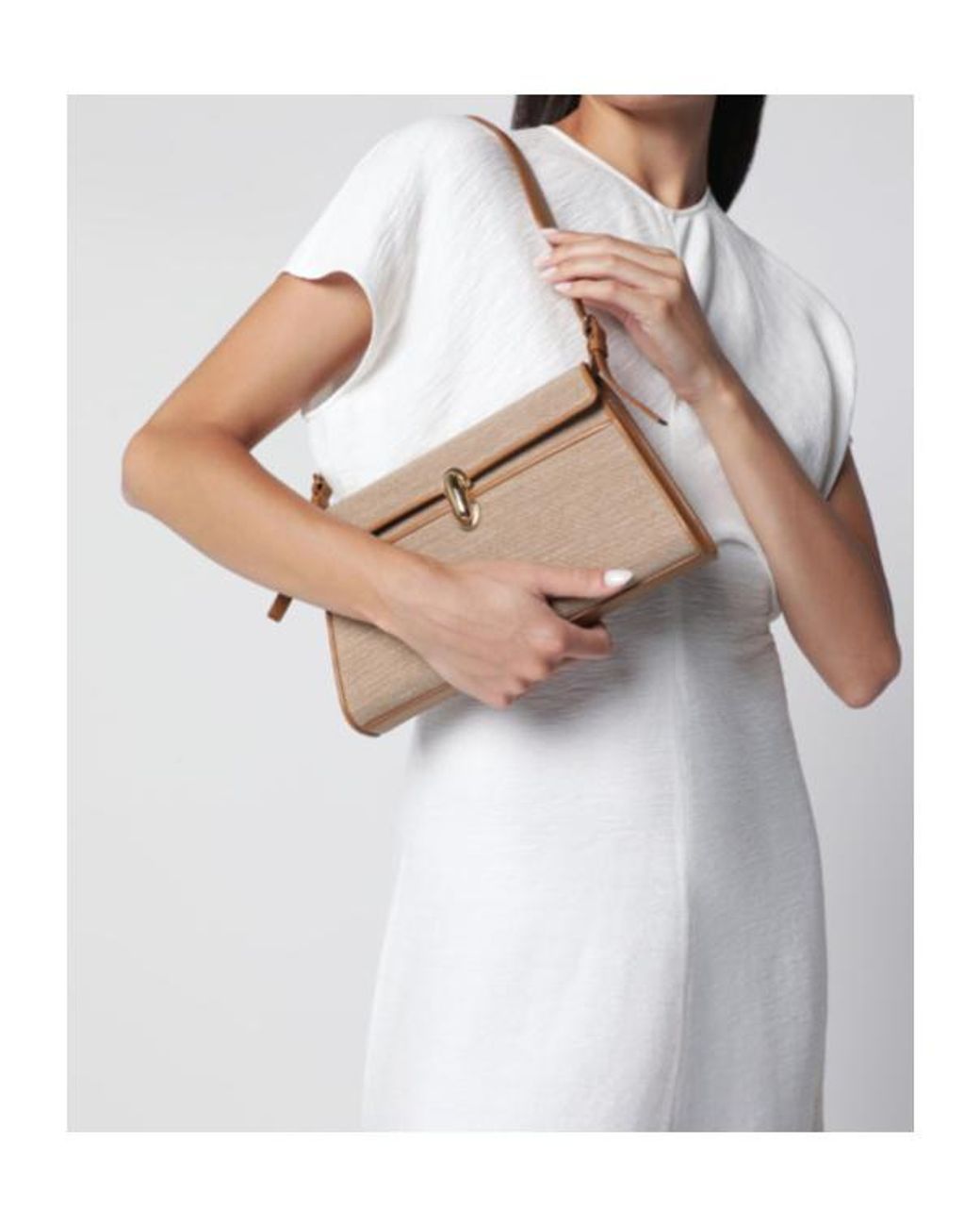 SAVETTE Metallic Structured Shoulder Bag