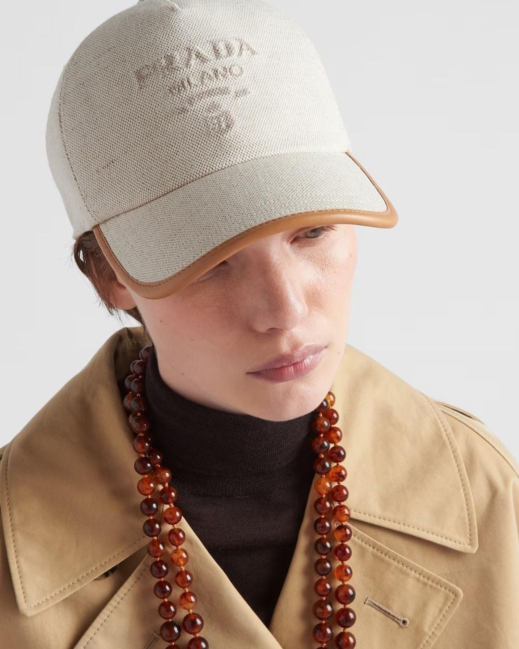 Prada White Logo-Debossed Baseball Cap