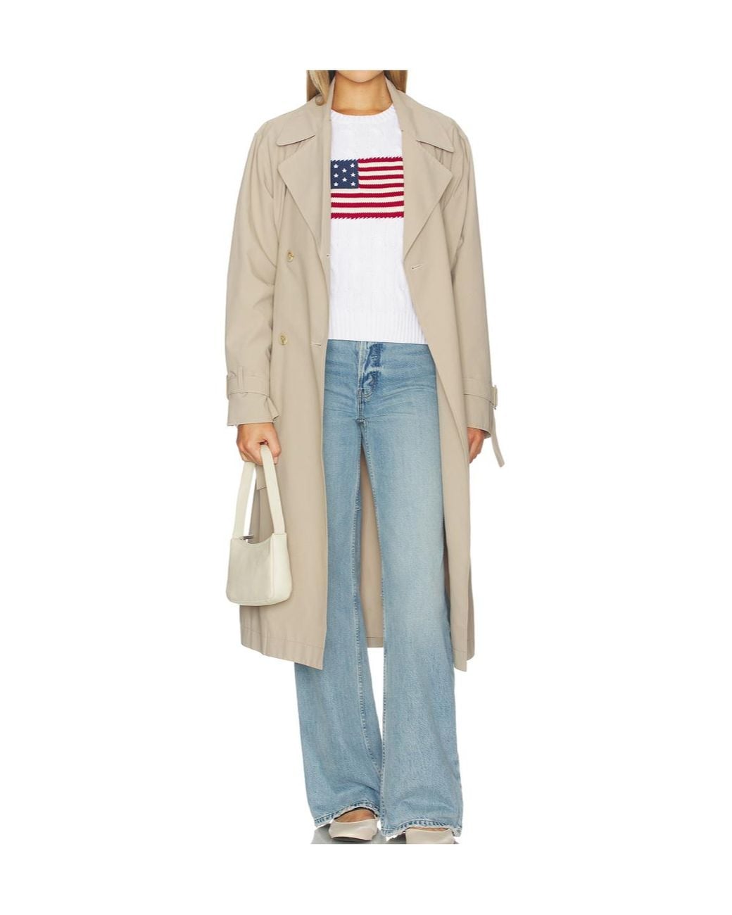Polo Ralph Lauren White Cable-Knit Flag Sweater