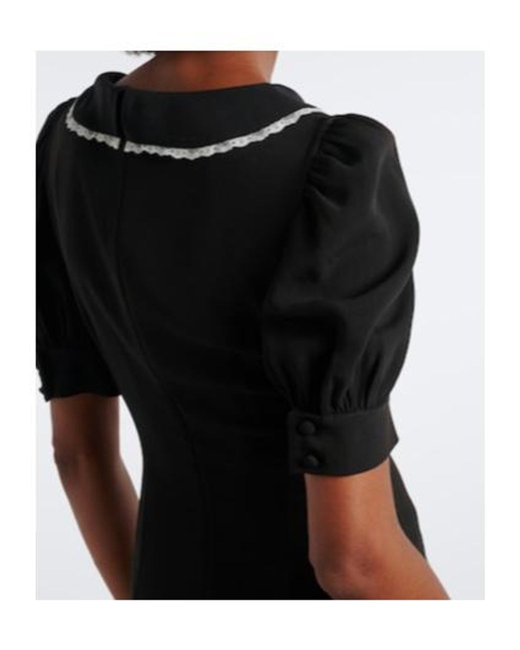 Alessandra Rich Black Lace-Trimmed Cady Midi Dress
