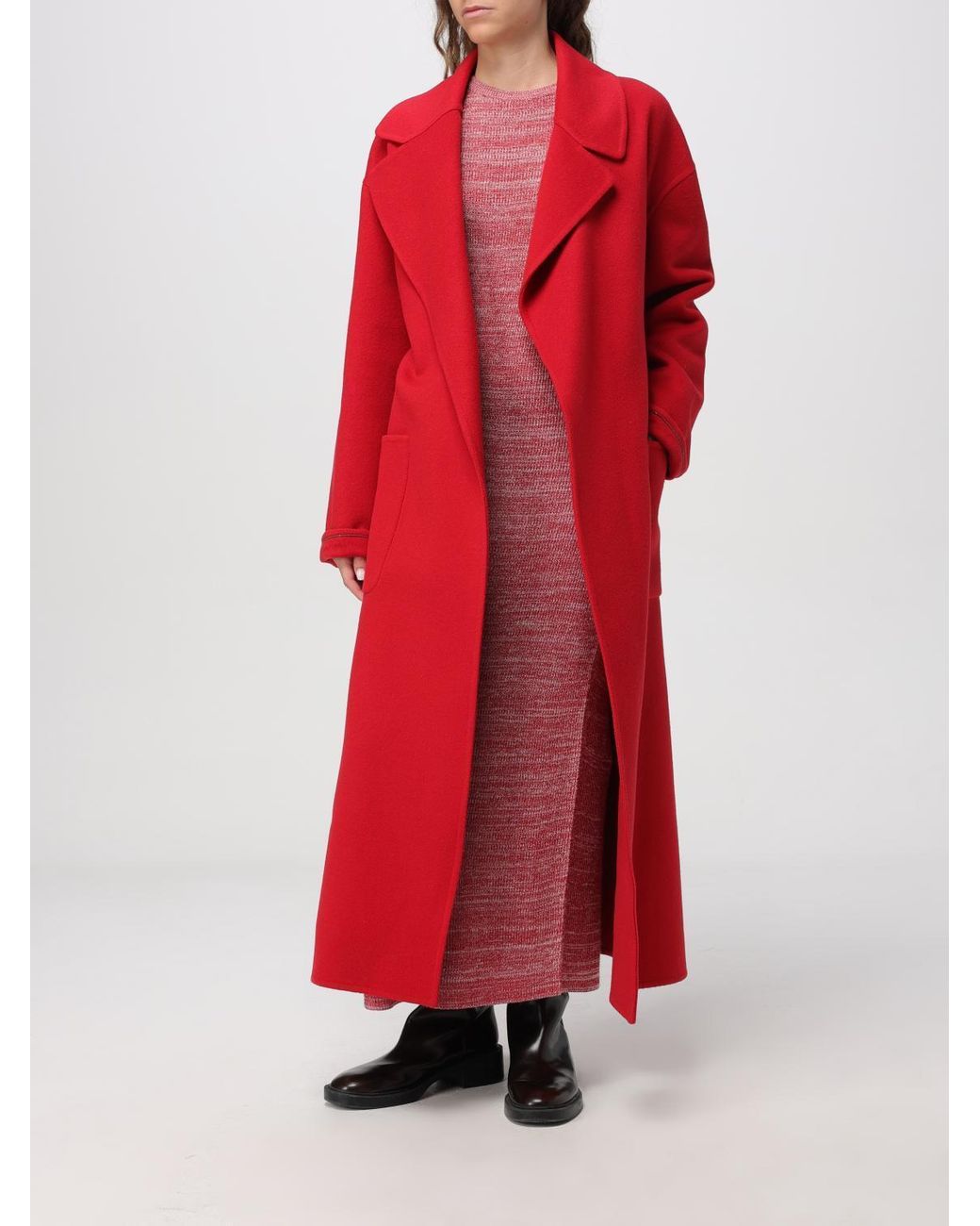 Fabiana Filippi Red Coat With Wide Notched Revers