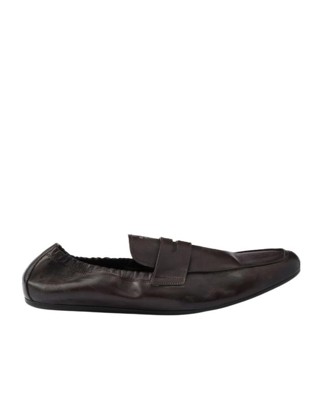 Prada Black Shuffle Antiqued Leather Loafers for men