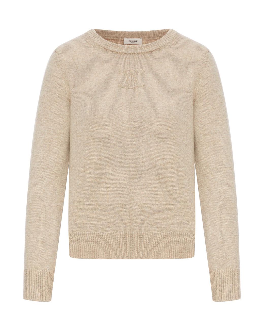 Céline White Cashmere Sweater With Triomphe Logo