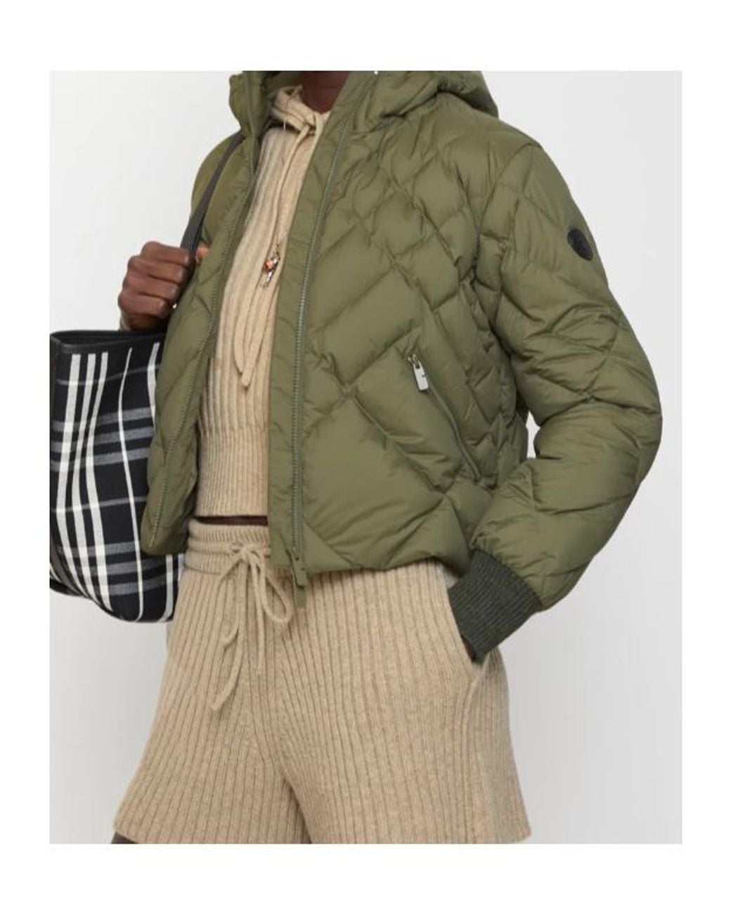 Burberry Green Check-Stitch Nylon Delley Puffer Jacket