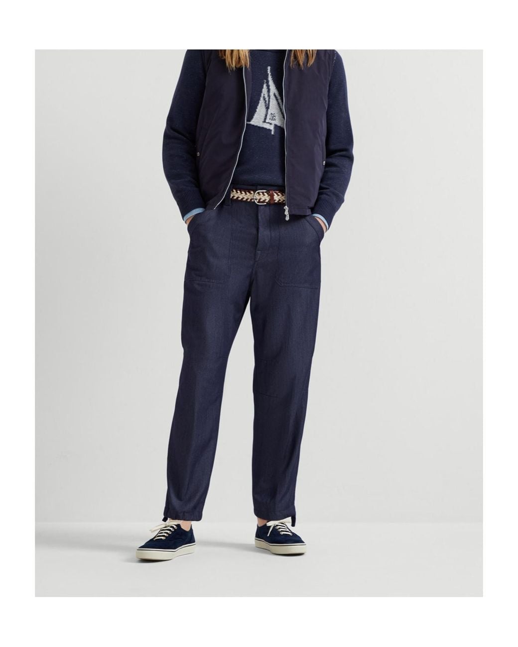 Brunello Cucinelli Blue Button-Fastening Trousers for men