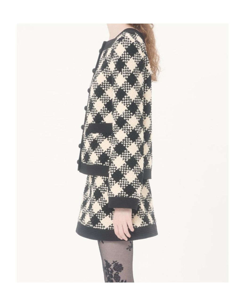 Valentino Black Damier Button-Up Tweed Jacket