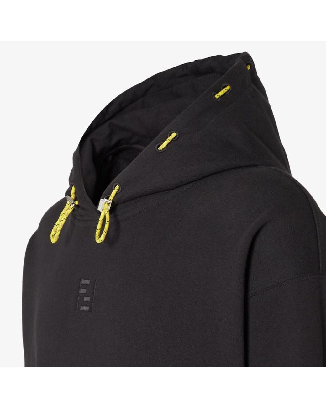 Fendi Black Ff Embroidered Drawstring Hoodie for men