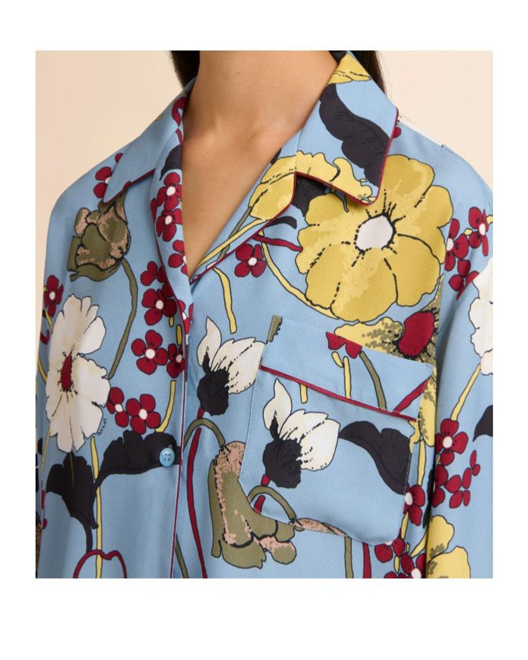 Marni Blue Floral Print Long-Sleeve Shirt