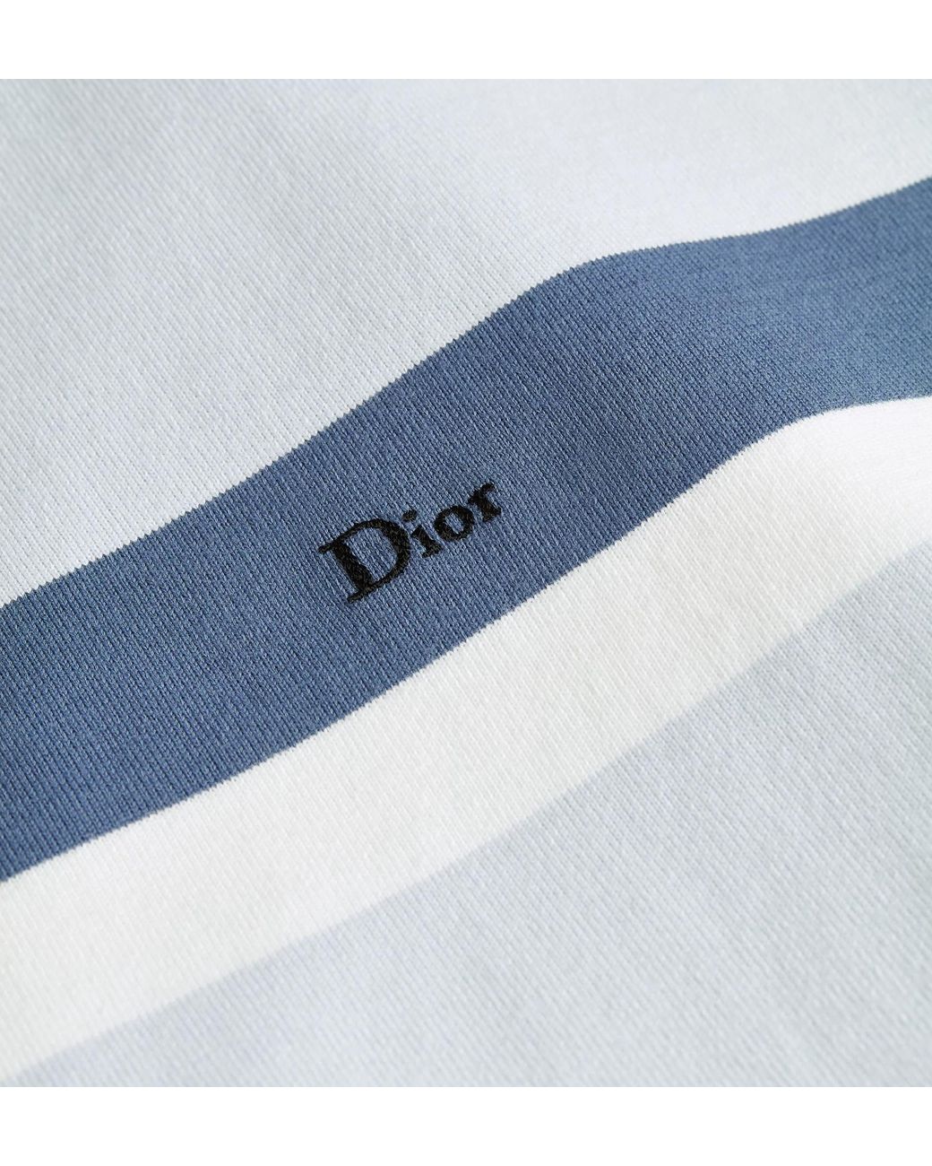 Dior Blue Homme Striped Long Sleeve Polo Shirt for men