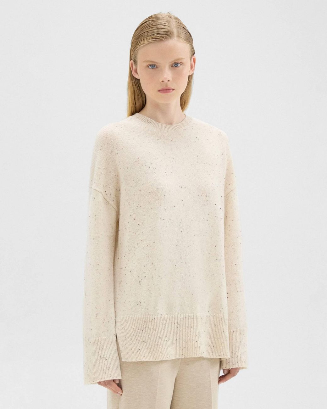 Theory White Karenia Mélange-Effect Jumper