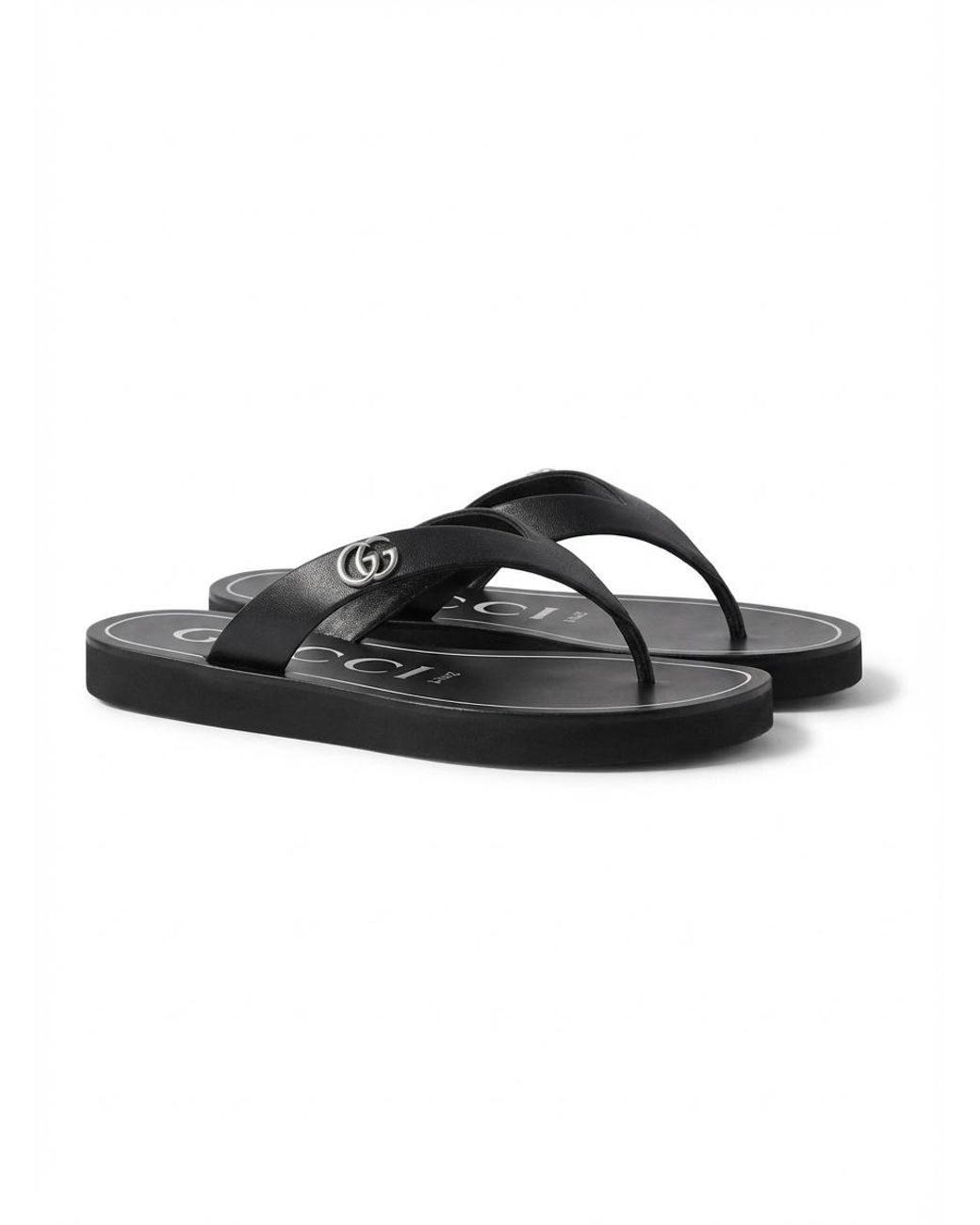 Gucci Black Double G Thong Sandals