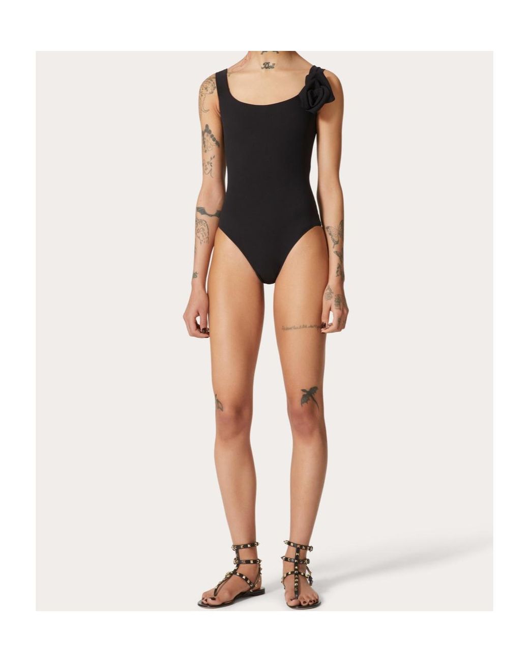Valentino Black Floral Detailed One-Piece Swimsuit