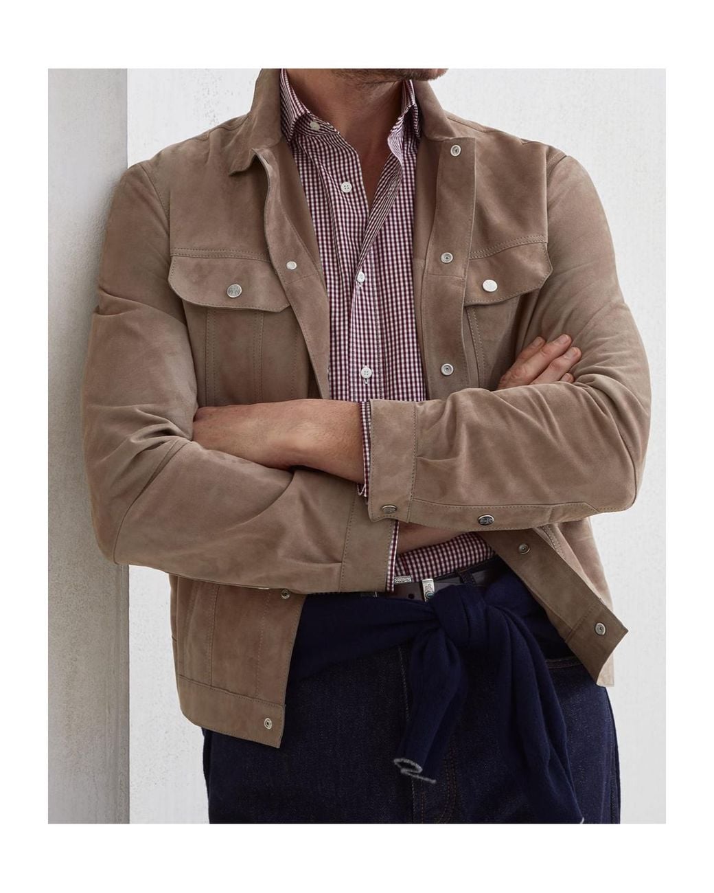 Brunello Cucinelli Brown Leather Jacket for men