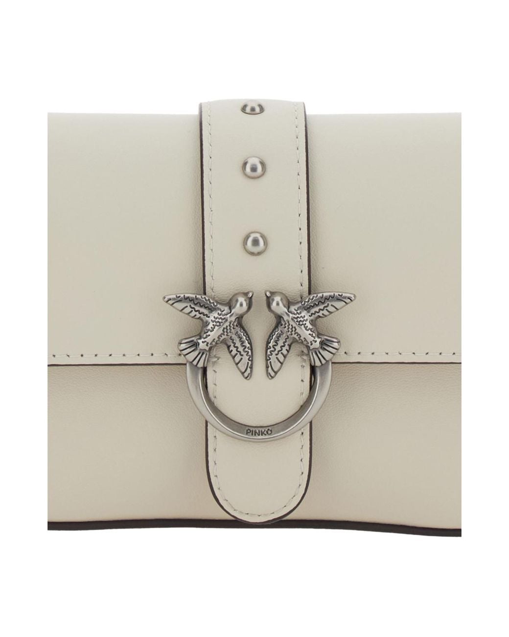 Pinko Gray Logo Plaque Stud Crossbody Bag