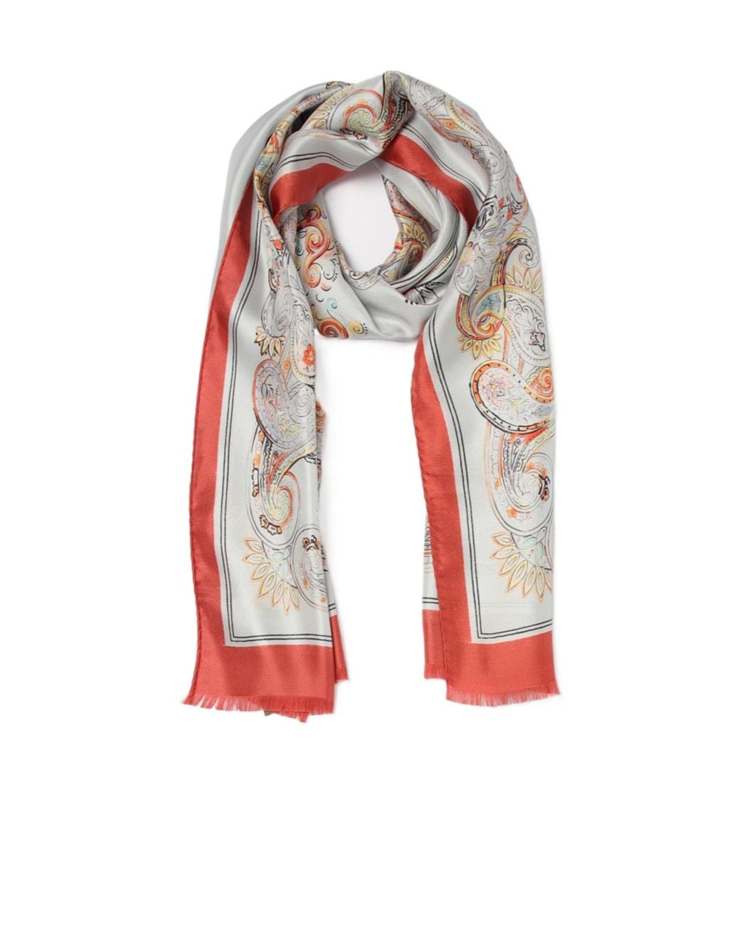 Etro White Floral Paisley Motif Scarf