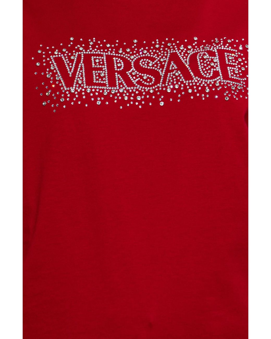 Versace Red Logo-Embellished Crewneck T-Shirt