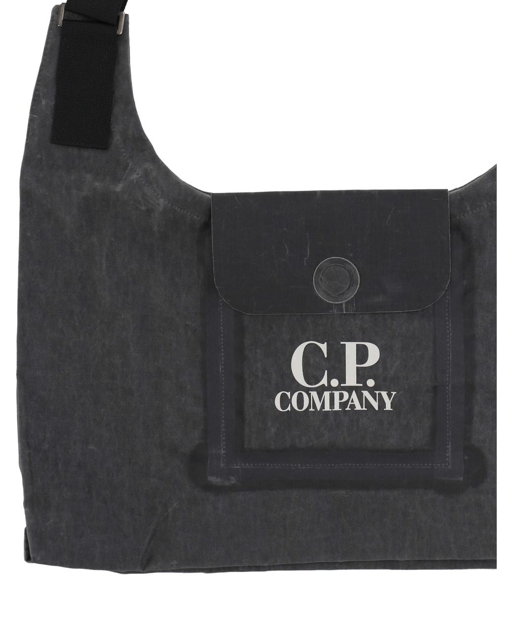 C P Company Black Flap Messenger Bag for men