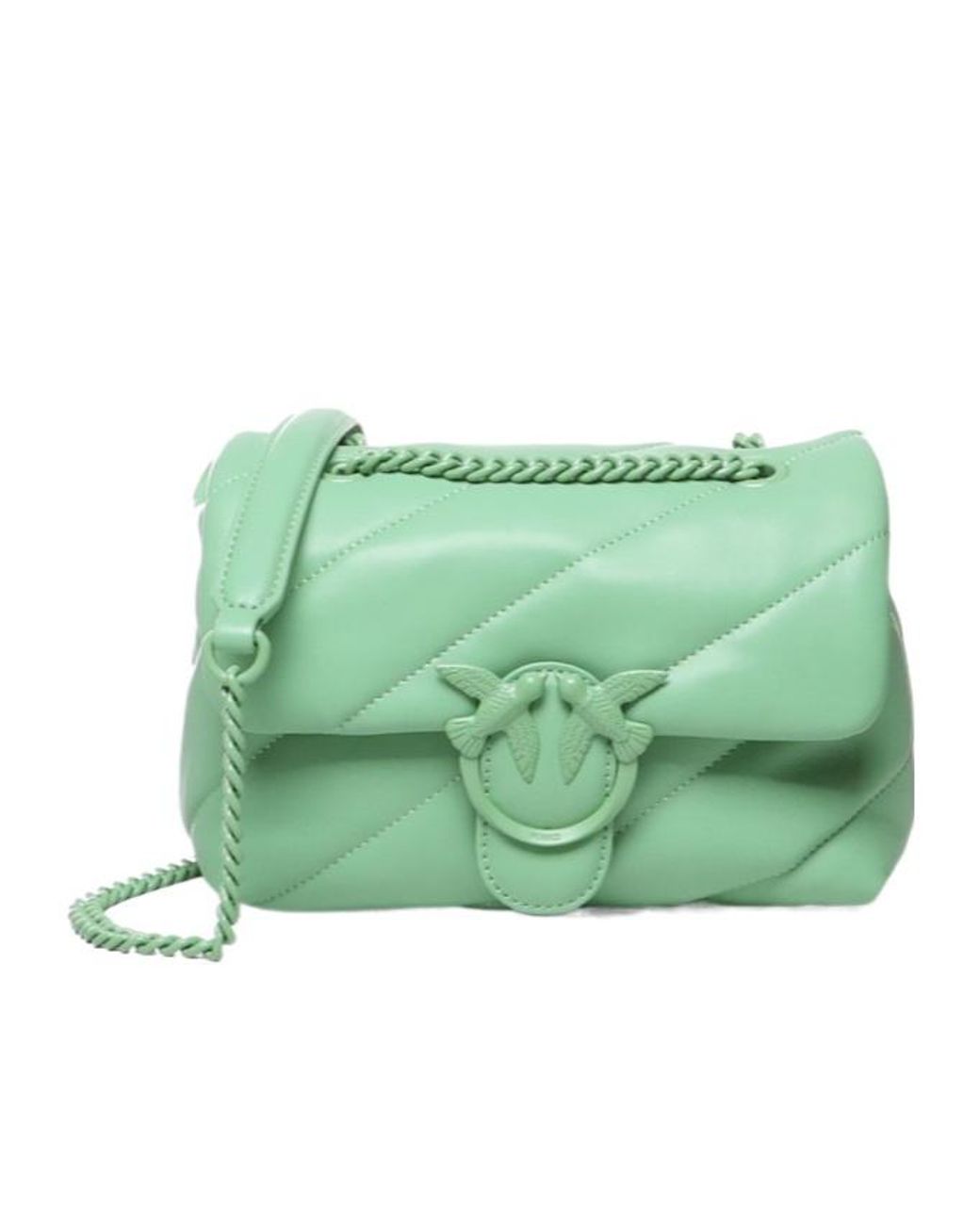 Pinko Green Love Bird Quilted Crossbody Bag