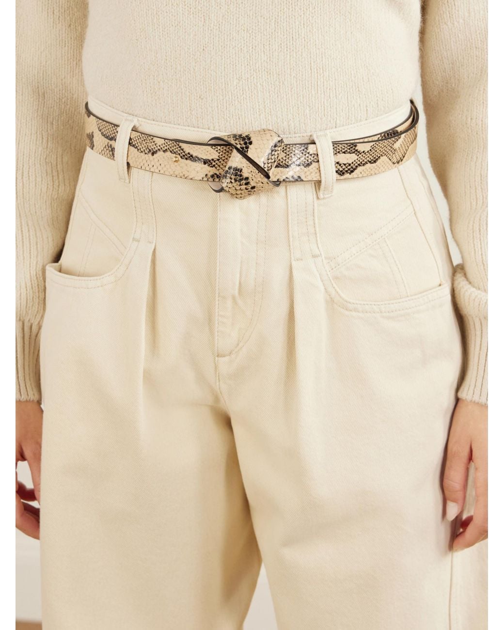 Isabel Marant Natural Snake-Effect Leather Belt