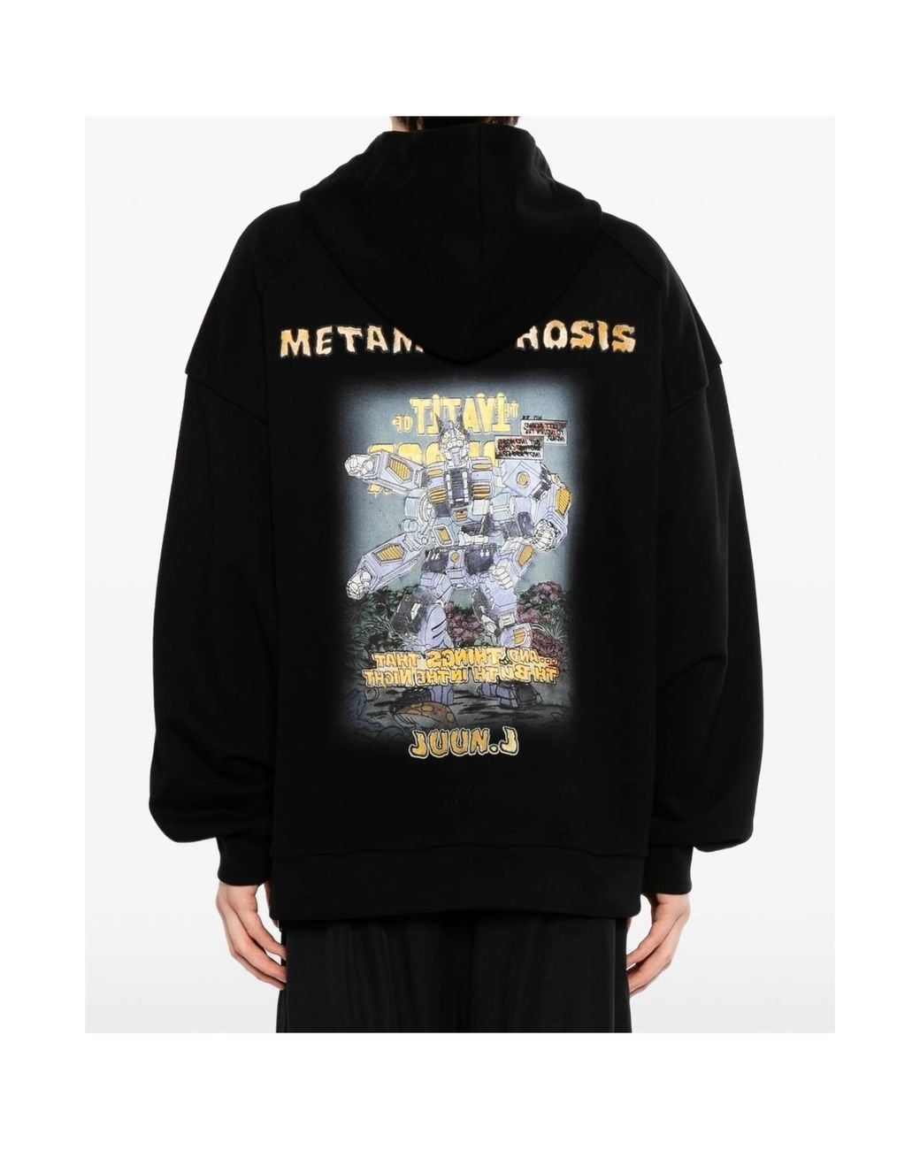 Juun.J Black Drawstring Hooded Sweatshirt for men