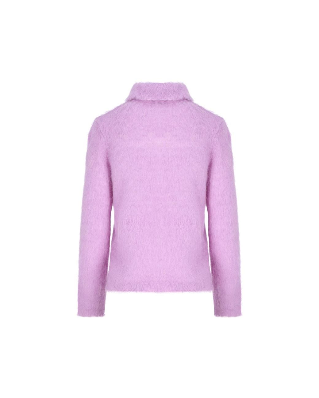 Chloé Purple Chloé Collared Long-Sleeve Knitted Polo Top