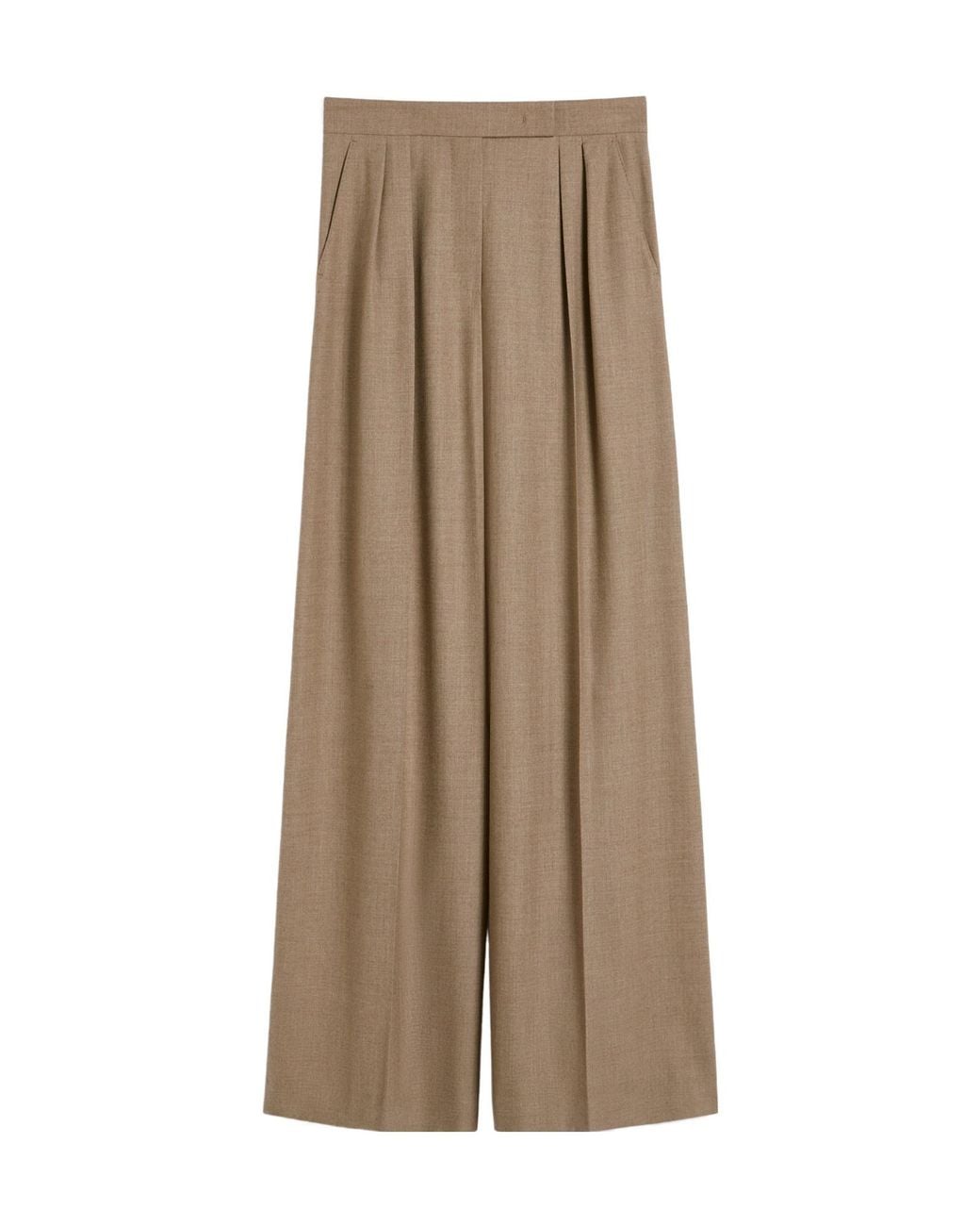 Max Mara Natural Zulia Pleated Wide-Leg Trousers