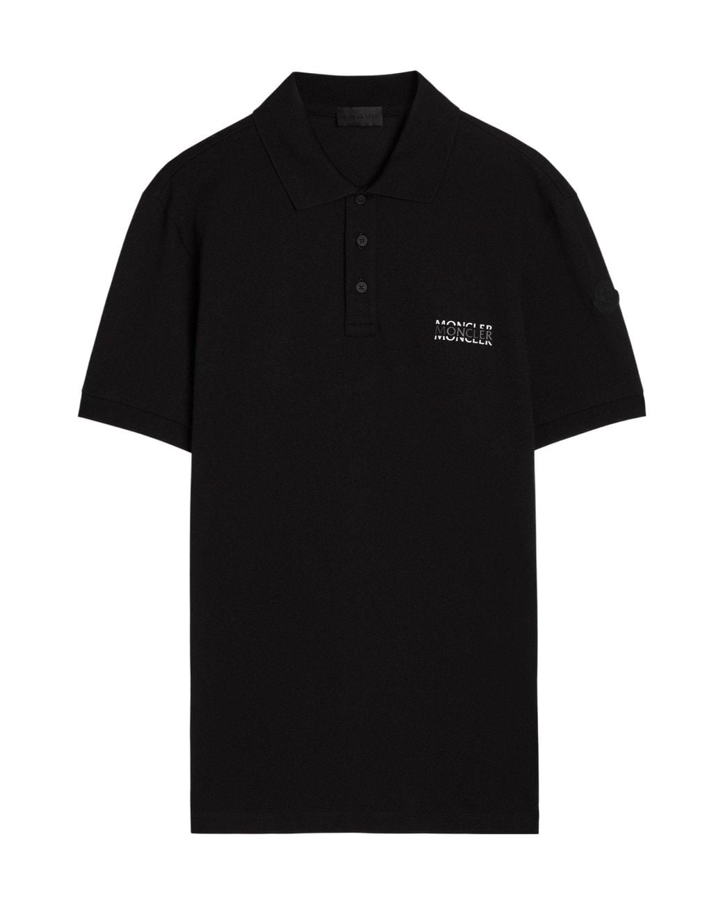 Moncler Black Simple Cotton Polo Shirt for men