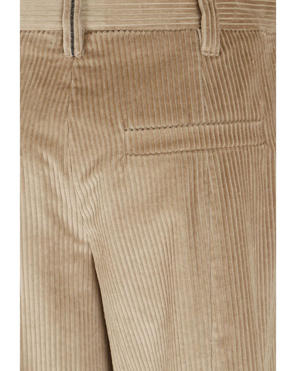 Brunello Cucinelli Natural Corduroy Wide-Leg Trousers