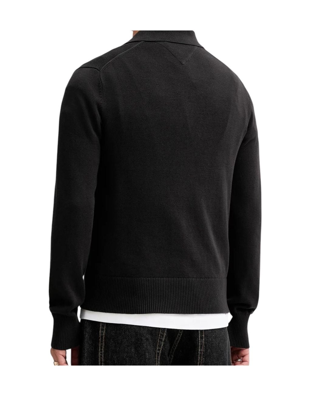 Tommy Hilfiger Black Long-Sleeved Polo Shirt for men