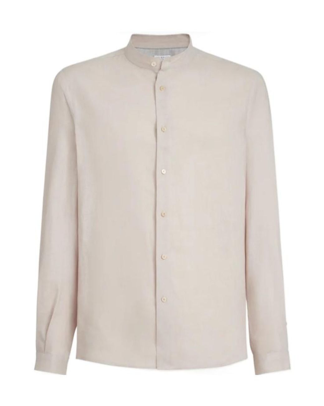 Brunello Cucinelli White Band Collar Shirt for men