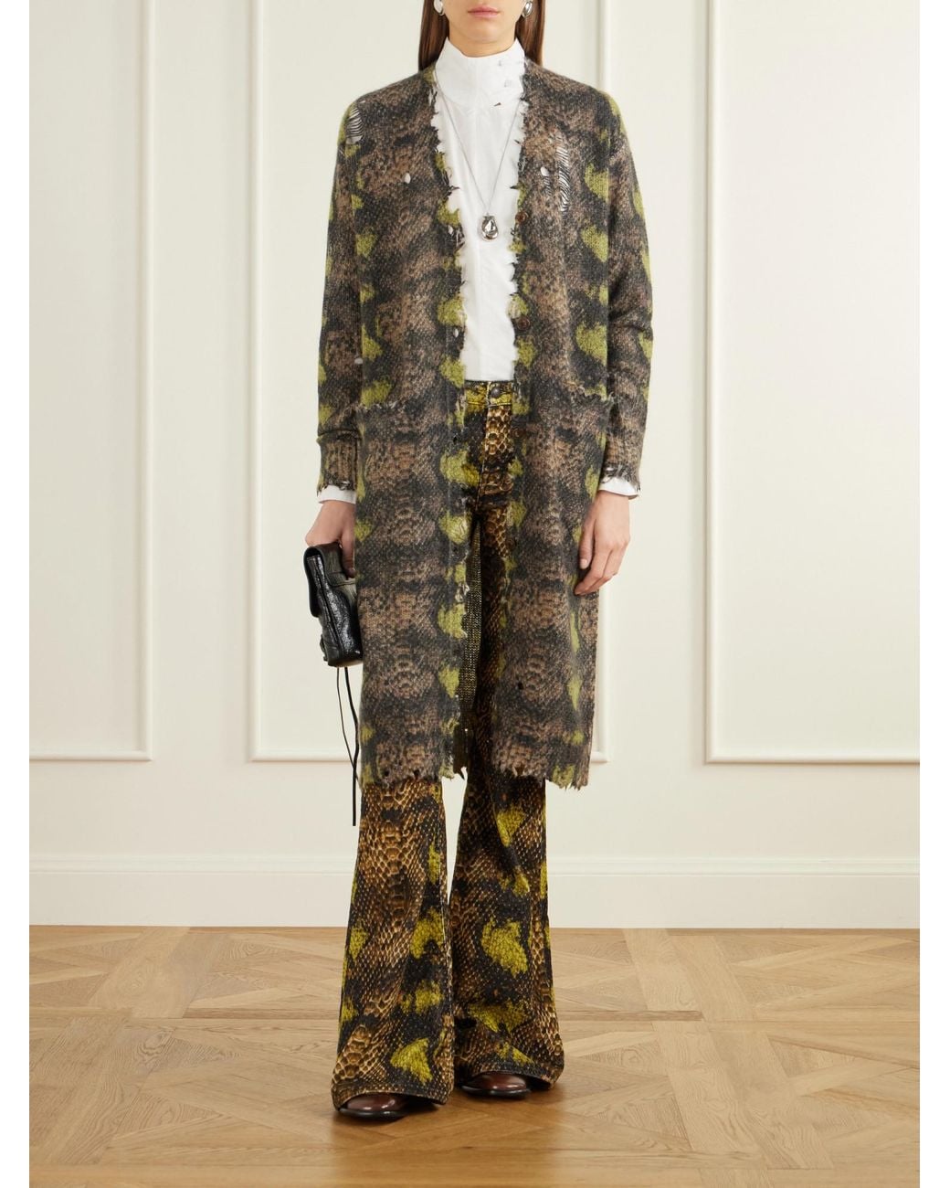 R13 Multicolor Snake-Patterned Corduroy Wide-Leg Pants