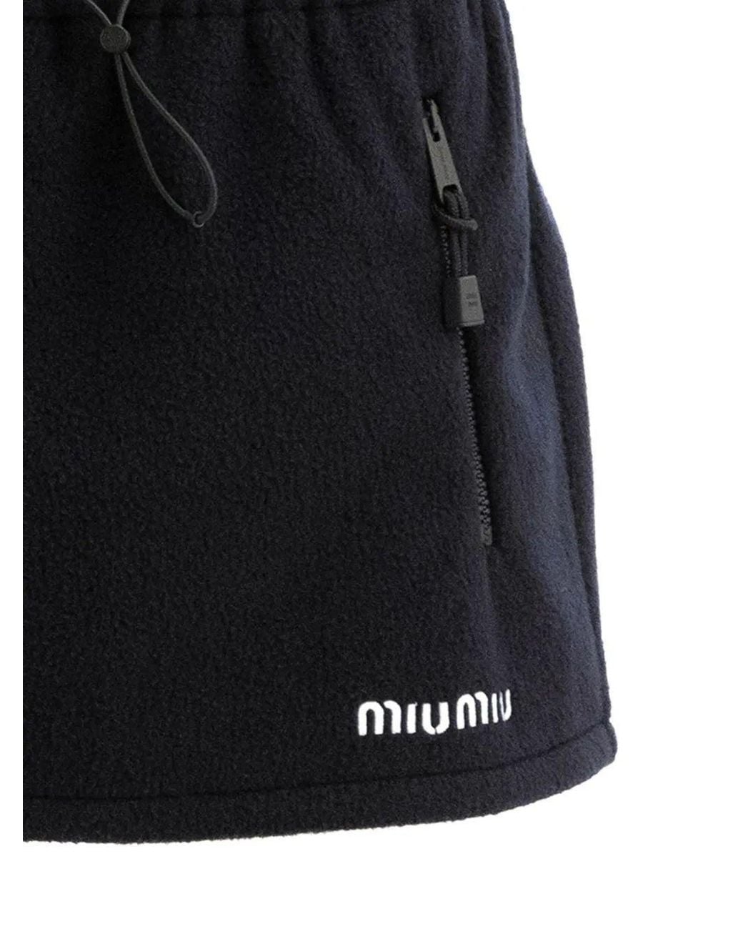 Miu Miu Blue Logo Motif Mini Skirt
