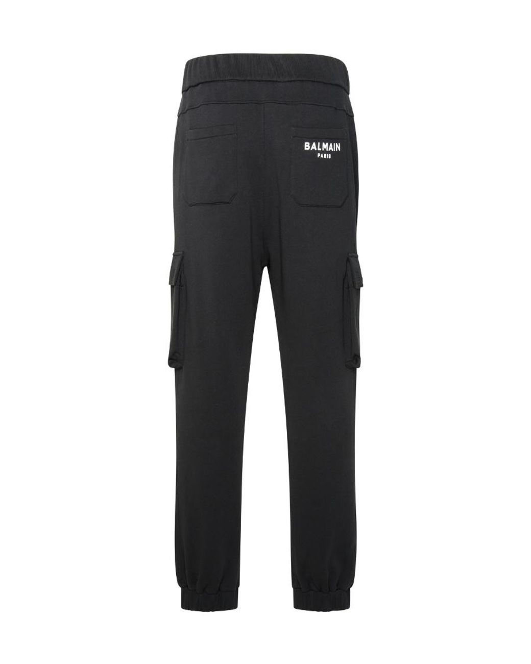 Balmain Black Pocket Detailed Drawstring Cargo Trousers for men