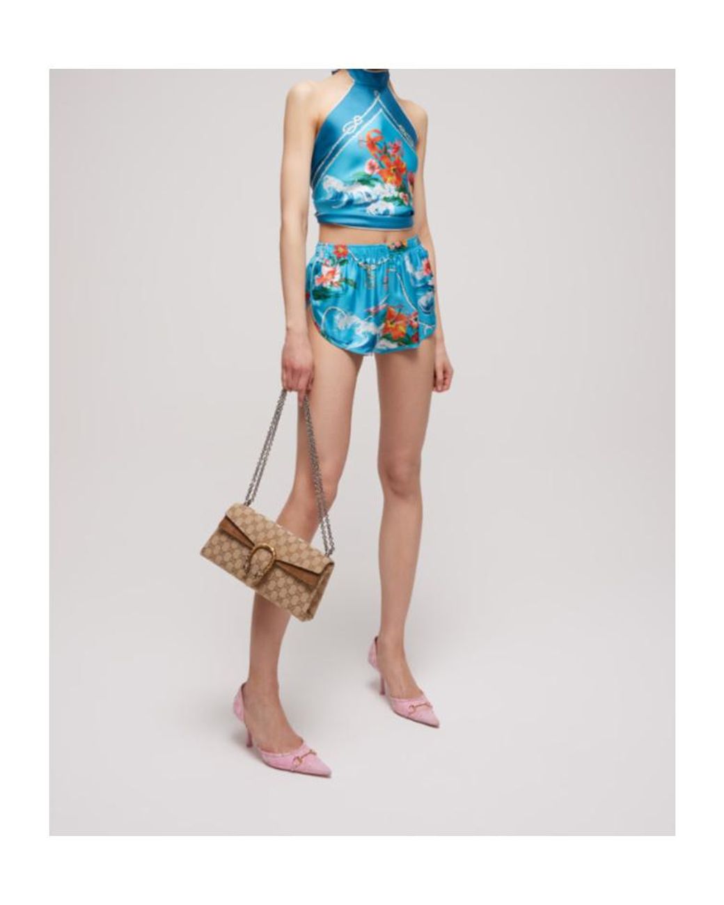 Gucci Blue Graphic Printed Twill Shorts