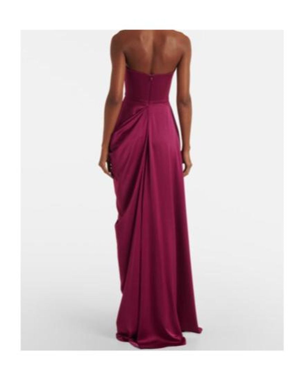 Alex Perry Purple Draped Satin Crêpe Bustier Gown