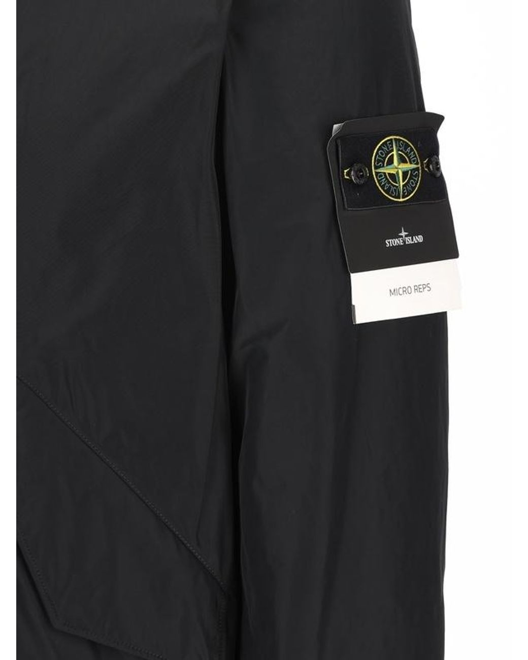 Stone Island Black Crinkle Reps Hooded Down Jacket for men