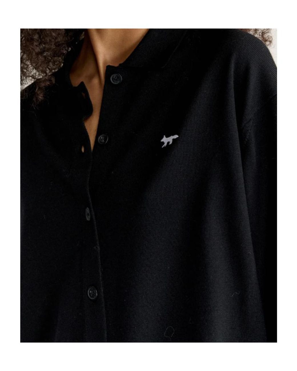 Maison Kitsuné Black Maison Kitsuné Profile Fox Polo Cardigan