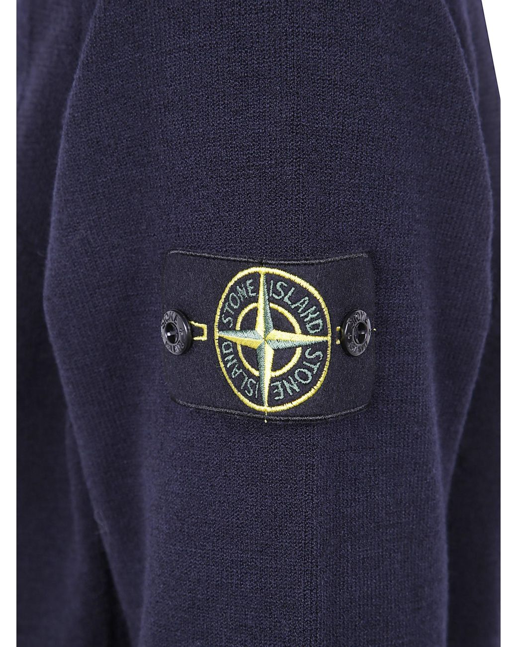 Stone Island Blue Logo Patch Zip-Up Cardigan for men