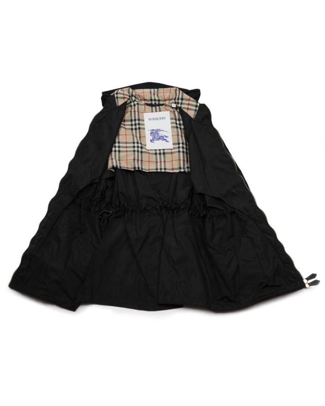 Burberry Black Hooded Drawstring-Waist Coat